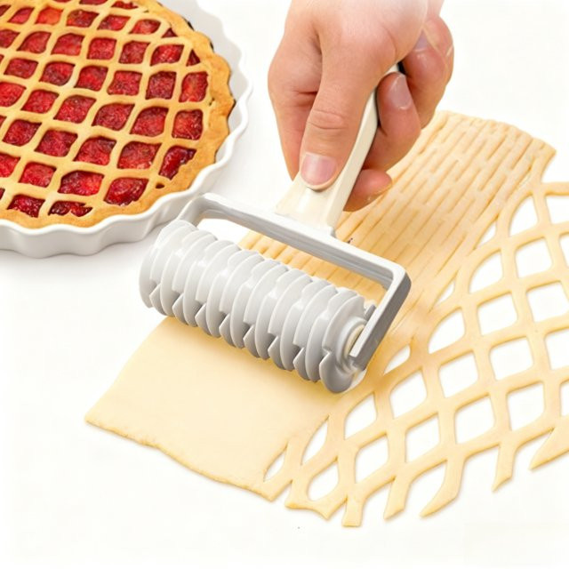 FEB.WIND Teigroller mit Gitter Cutter aus Kunststoff in Weiß für Pizza, Brot und Gebäck - Bild 1