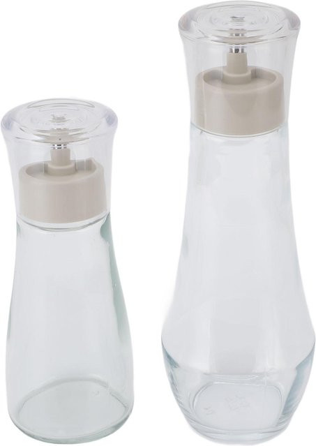 Koogeelife Mundwasser-Spender aus Glas mit passendem Becher, transparent, nachfüllbar, 150 ml und 260 ml - Bild 1