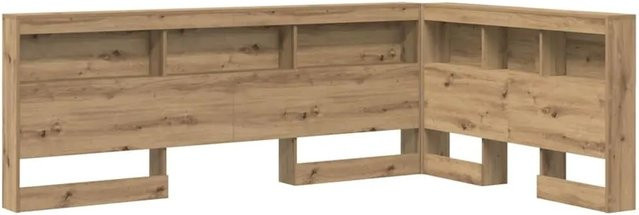vidaXL Aufbewahrungskopfteil Artisan-Eiche mit integriertem Regal und USB-Ladeport, Farbe: Braun, B/H/T: 120 x 76,5 x 137,5 cm - Bild 1