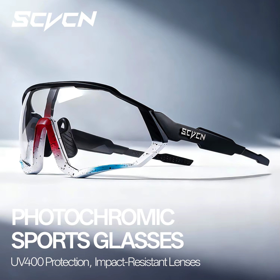 SCVCN Photochrome Sportsonnenbrille, Vollrand, Schwarz, Unisex - Bild 4