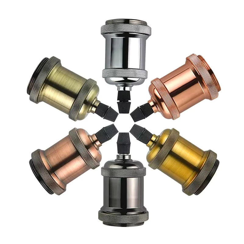LARZI E27 Vintage Lampenfassung aus Metall im Industrial-Stil, Sockelhalter für Edison-Glühbirnen, Bronze/Multicolor - Bild 5