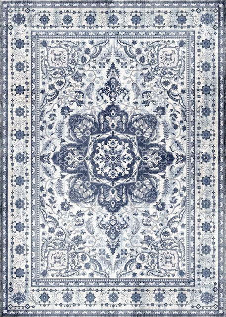 Waschbarer Boho Teppich Lodestar in Grau mit geometrischem Design, B/T/H: 40 x 60 x 1 cm - Bild 1