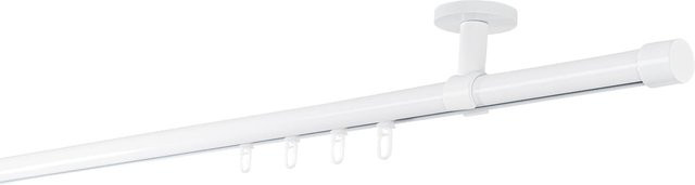 Ondeco Gardinenstange auf Maß Weiß mit 1-lauf Deckenträger und Gleiter, Innenlauf 20mm, Länge: 340 cm - Bild 1