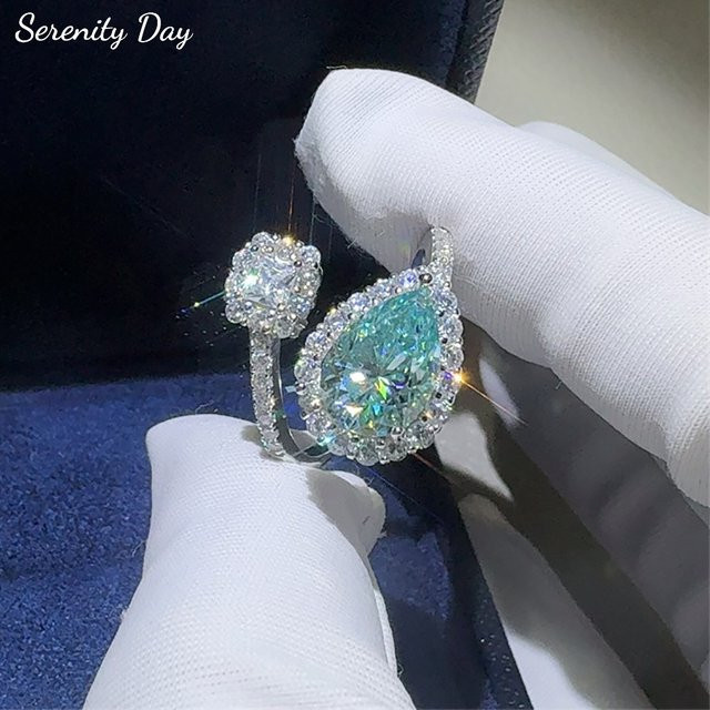 Serenity Day Ring, 925 Silber, Moissanit, Blaugrün, Damen - Bild 1