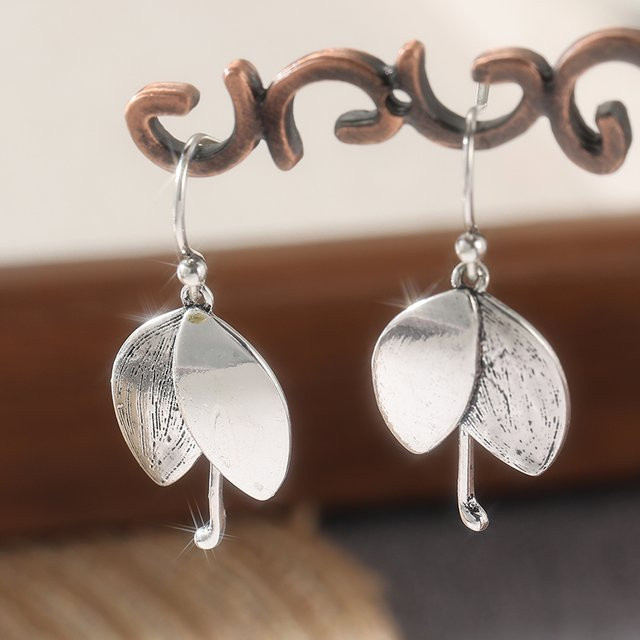 YoYo Ohrringe, silber, Blattform, Haken, Damen - Bild 1