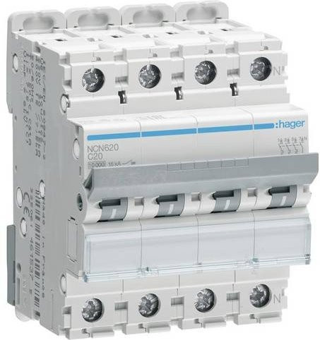 Hager Leitungsschutzschalter NCN620 4-polig 20A 400V - Bild 1