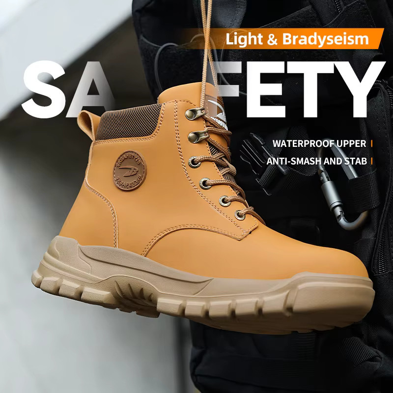 Kankeirr Sicherheitsschuhe für Männer, wasserdichte Arbeitsstiefel mit Stahlkappe, leichte und atmungsaktive Sneaker, EN ISO 20345, Farben: Schwarz und Braun - Bild 1