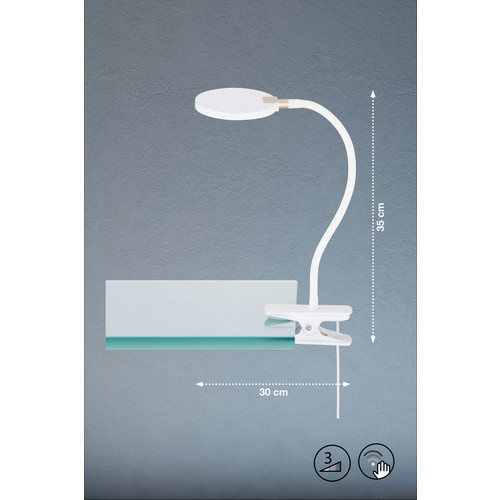 Fischer & Honsel LED Klemmleuchte Luiz, dimmbar, Weiß, B/H: 10,5 x 35 cm - Bild 4