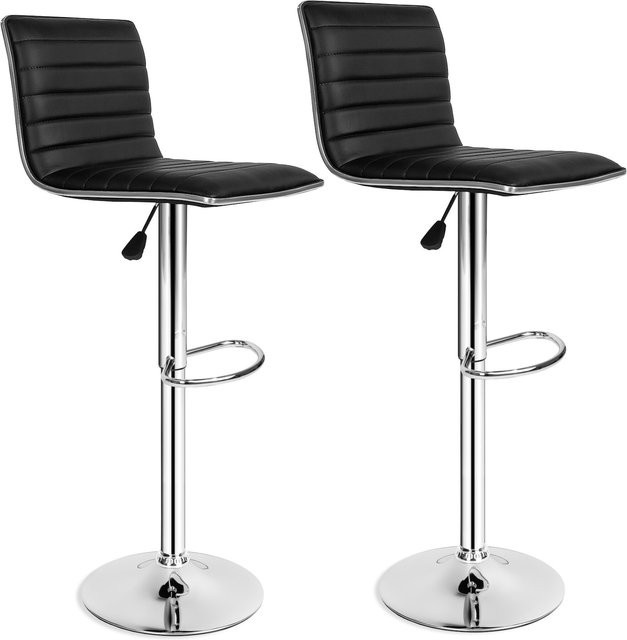 tectake 2er Set Barhocker Johannes, gepolstert mit Rückenlehne und 360 Grad Drehsitz, Kunstleder, Schwarz, B/T/H: 38 x 40 x 109 cm - Bild 1