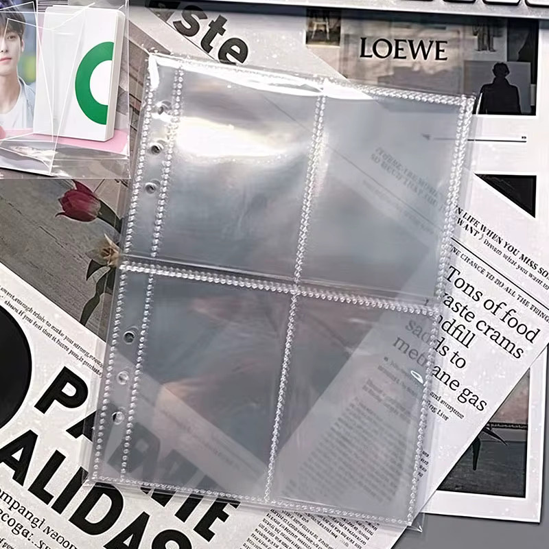 10 Blatt hochtransparente 6-Loch Taschen-Einlageblätter für A4 Sammelalben zur Aufbewahrung von Polaroid und Kpop Fotokarten in Transparent - Bild 5