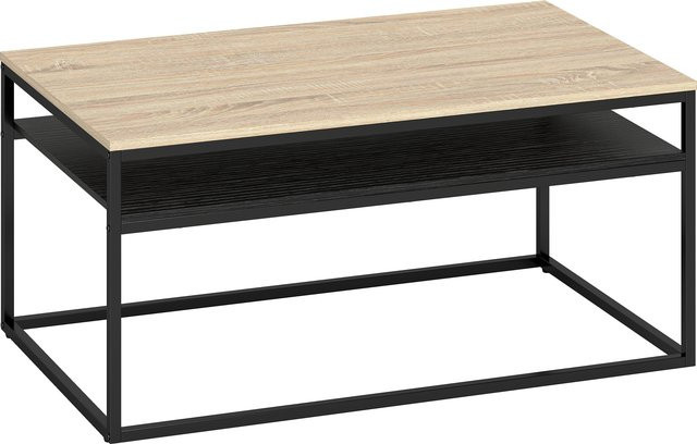 HOMCOM Couchtisch im Industriestil mit Ablage, moderner Kaffeetisch in Eiche, B/T/H: 100 x 59 x 47 cm - Bild 1
