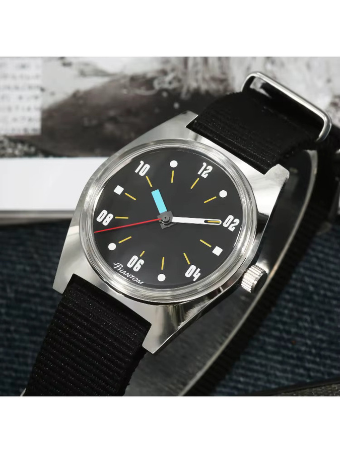PHANTOM Armbanduhr Handaufzug, Edelstahl, Schwarz, Herren - Bild 6