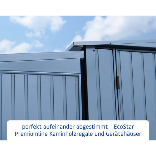 Ecostar Kaminholzregal Trend-V aus Metall in Taubenblau, B/H/T: 181,4 x 198 x 102,5 cm - Bild 3