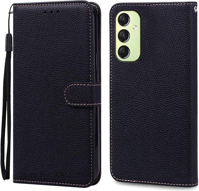 Samsung Galaxy A26 5G Lederhülle als Brieftasche mit Ständerfunktion in Schwarz - Bild 1