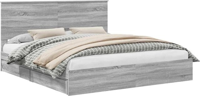 vidaXL Stauraumbett mit Schubladen in Grau Sonoma, B/T/H: 200 x 200 x 203 cm - Bild 1