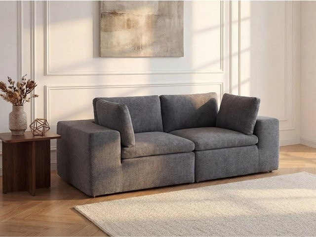 Modulierbares Sofa Cortoline von Vente-unique in Anthrazitgrau, Breite: 224 cm - Bild 1