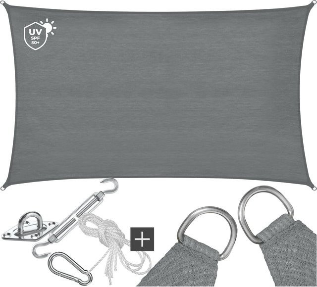 tectake Sonnensegel aus HDPE mit 185 g/m² und 87 % UV-Schutz für Balkon, Garten und Terrasse - Bild 1