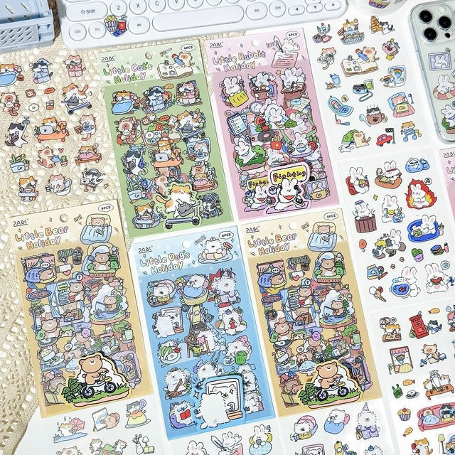 Wasserdichte PET-Sticker für Journaling und Scrapbooking mit niedlichen Motiven für Kinder, mehrfarbig - Bild 1
