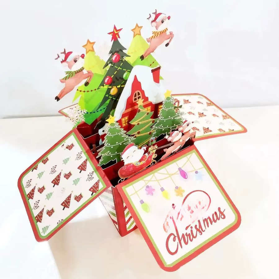 3D Pop Up Grußkarte für Weihnachten und Neujahr in Mehrfarbig - Bild 3