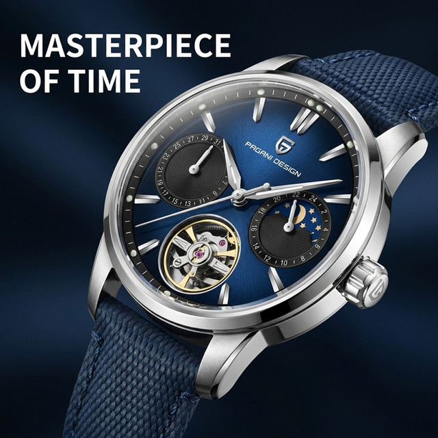 PAGANI DESIGN Automatik-Armbanduhr, Edelstahl, Blau, Saphirglas, Herren - Bild 1