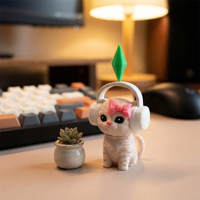 The Sims Plumbob Tanzende Katze Dekorationsfigur in Multicolor - Bild 1