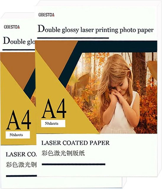 Doppelseitiges hochglänzendes Fotopapier für Laserdrucker, A4, 157 g/m², Weiß - Bild 1