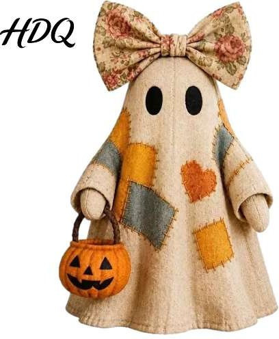 Halloween Holz Tablett mit Skelett, Kürbis und Geist Motiv in Mehrfarbig für die Tischdekoration - Bild 1
