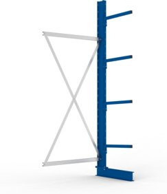Meta Kragarmregal Anbau IPE120 einseitig in Enzianblau mit 4 Armen pro Ständer, B/T/H: 250 x 100 x 50 cm - Bild 1
