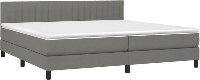 vidaXL Boxspringbett Hybrid mit Matratze und LED-Unterbettbeleuchtung sowie USB-Ladeanschluss, Dunkelgrau, B/T/H: 200 x 200 x 78 cm - Bild 1