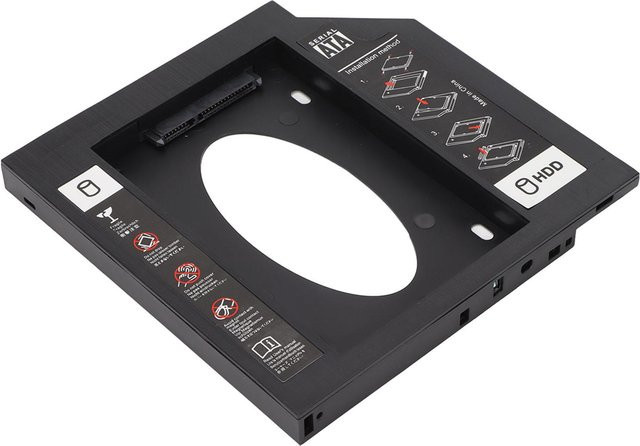 DIYelecs HDD Caddy Bay 2,5 Zoll SATA auf SATA 2 Festplatten-Schachtabdeckung für Laptop, 12,7 mm, Schwarz - Bild 1
