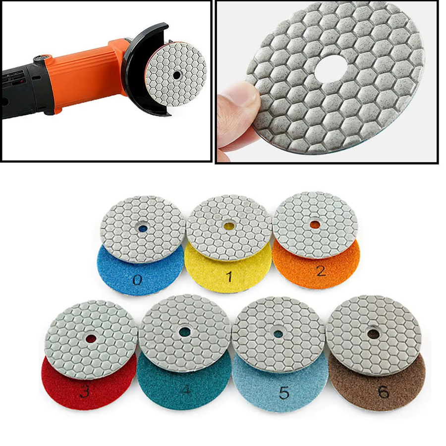 DAZZLEEX Schmirgel-Polierpad-Set für Granit, Stein, Beton und Marmor, nass und trocken, Mehrfarbig - Bild 3