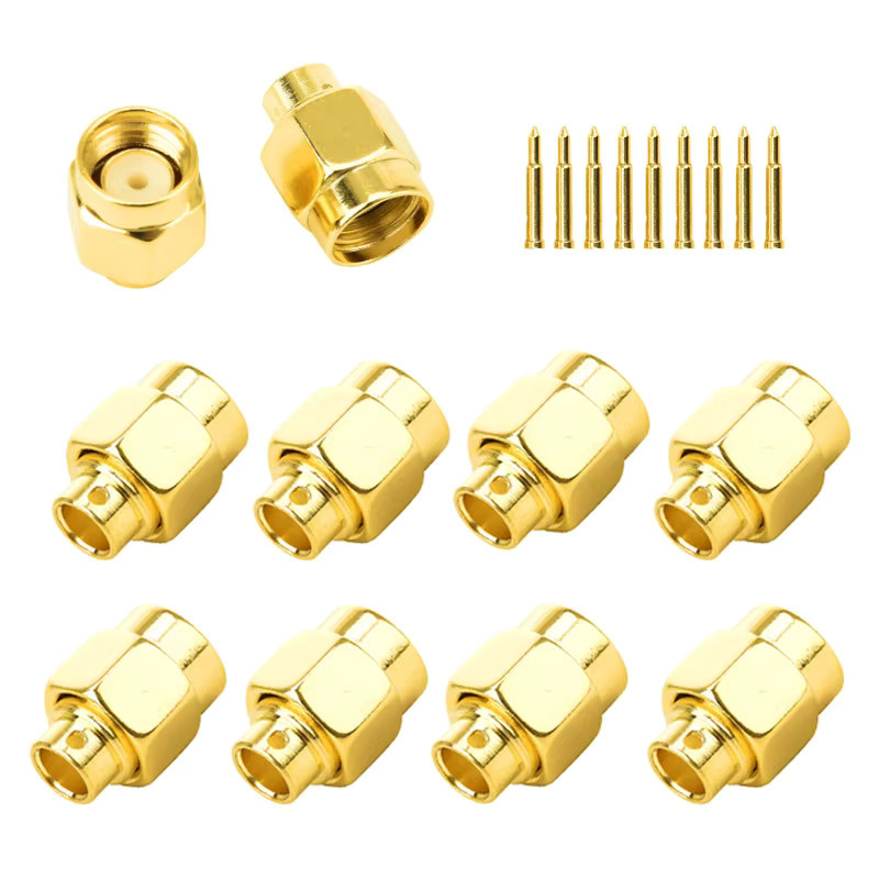 FRHY 10er Set vergoldete SMA Stecker aus Messing für RG402 UT-141 SR402 EZ141 Kabel DC-6GHz mit niedrigem VSWR 1,3 - Bild 1