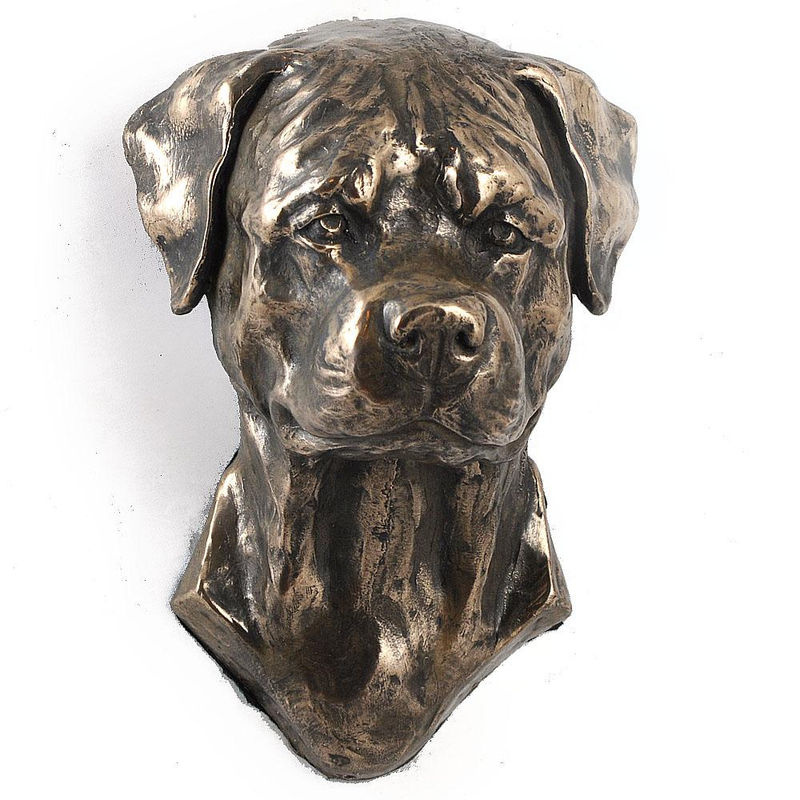Art-Dog Rottweiler Hängende Büste Dekoration aus Kunstharz und Metall in Braun - Bild 6