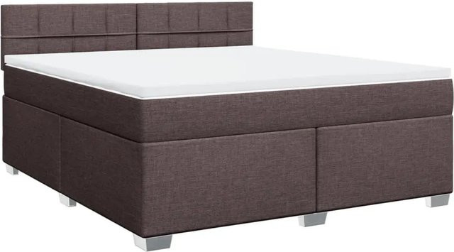 vidaXL Boxspringbett mit Matratze in Dunkelbraun und Weiß, Hybrid-Modell mit Taschenfederkern, USB-Ladeport und Unterbettbeleuchtung, B/T: 180 x 200 cm - Bild 1