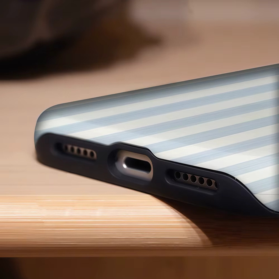 Robuste doppelschichtige Magnet-Handyhülle mit hellblauen Streifen für iPhone 17 16 15 14 13 Pro Max Plus von Potdemiel - Bild 5