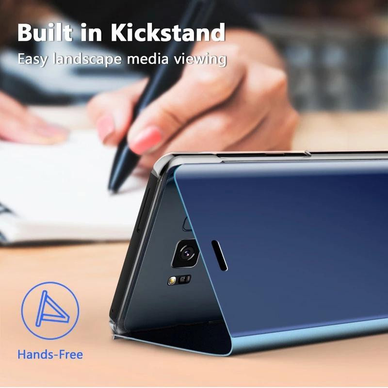 Magnetische Spiegel Klapphülle in Blau für OPPO Find X5 X3 Pro Reno 5 Lite 6 Pro und weitere Modelle - Bild 2