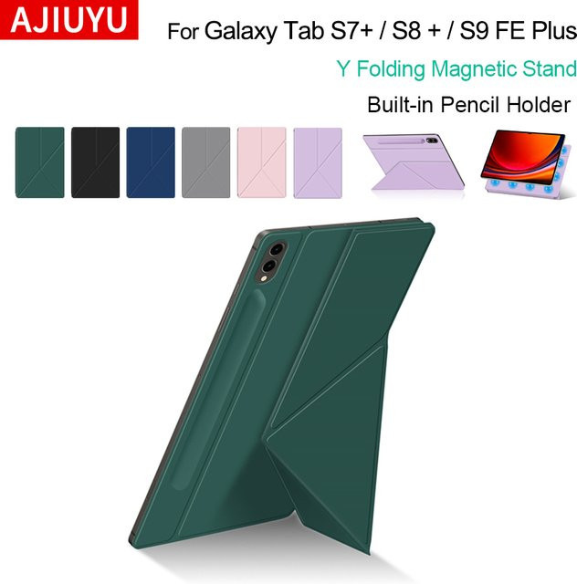 Magnetische Schutzhülle aus PU-Leder für Samsung Galaxy Tab S7 S8 S9 FE Plus 12,4 Zoll in Pink und Green - Bild 1