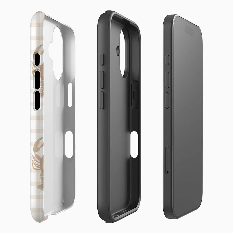 Potdemiel Handyhülle mit Hummer-Schachbrett-Design in Hellbraun und Beige für iPhone 17, 16, 15, 14, 13 Pro Max Plus mit doppellagiger Rückseite - Bild 2