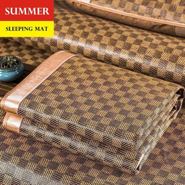 WASART Sommer-Bambus-Rattan-Matte für Erwachsene und Kinder, kühle Schlafmatte in Braun, B/T: 80 x 195 cm, 2er-Set - Bild 1