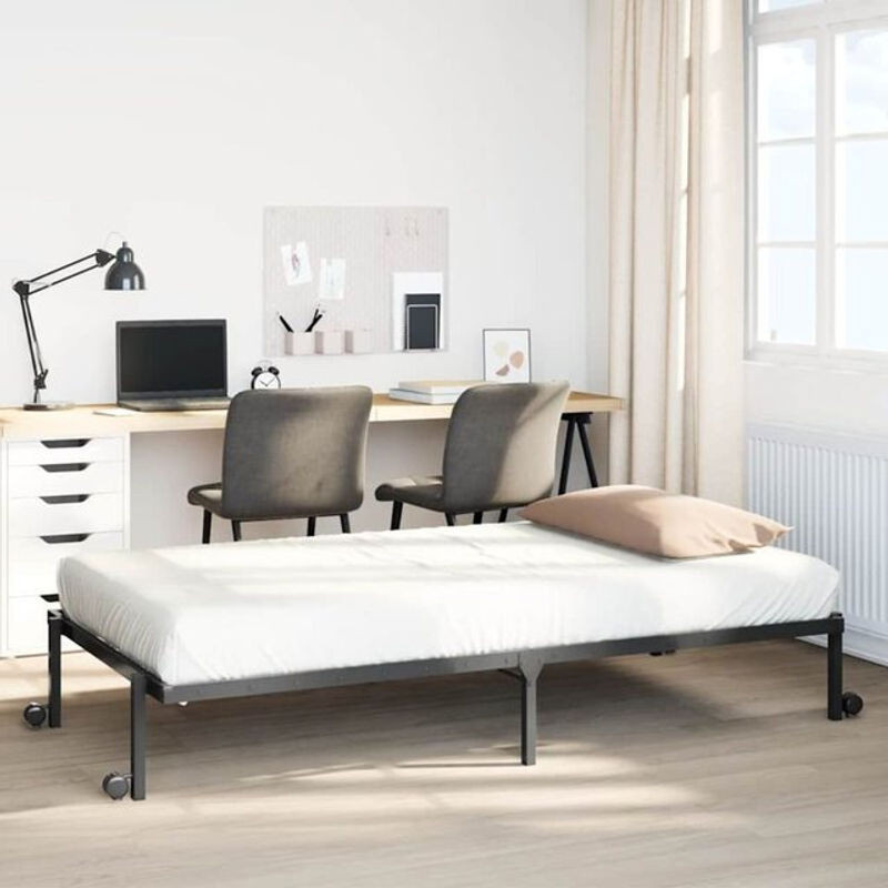 Klappbares Vidaxl Metallbett aus Stahl in Schwarz ohne Matratze B/H: 107 x 203 cm - Bild 1