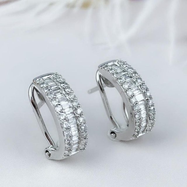 YIRAN Jewelry Ohrringe, 925 Silber, Zirkonia, Damen, quadratisch - Bild 1