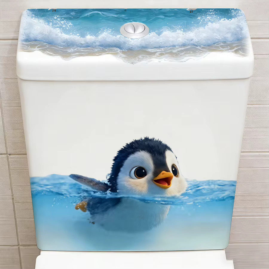 BRUP Toilettenaufkleber mit maritimen Cartoon-Motiven wie Pinguin und Möwe, wasserdicht und selbstklebend, Multicolor - Bild 3