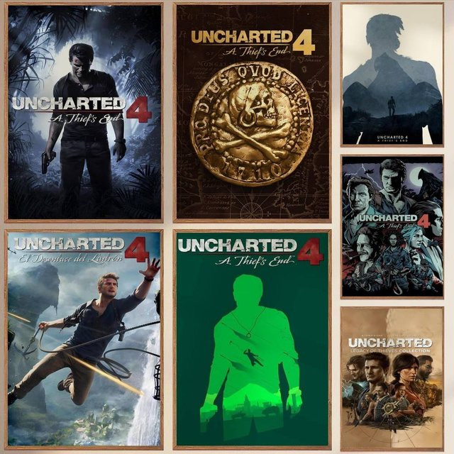 Kayou Uncharted 4 Poster Selbstklebender Wasserfester Papieraufkleber Wanddekoration Mehrfarbig B: 20,0 cm, H: 20,0 cm, T: 15,0 cm - Bild 1