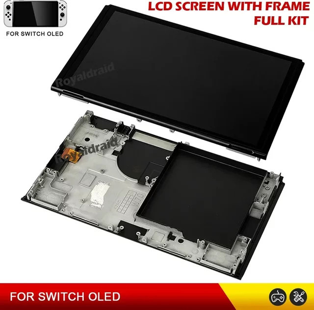 Nintendo Switch OLED Ersatz-LCD-Display mit Rahmen in Schwarz - Bild 1
