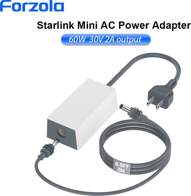 FORZOLA Ersatz-Netzteil für Starlink Mini, AC-Adapter Wandladegerät mit Verlängerungskabel, 60W, Schwarz oder Weiß - Bild 1