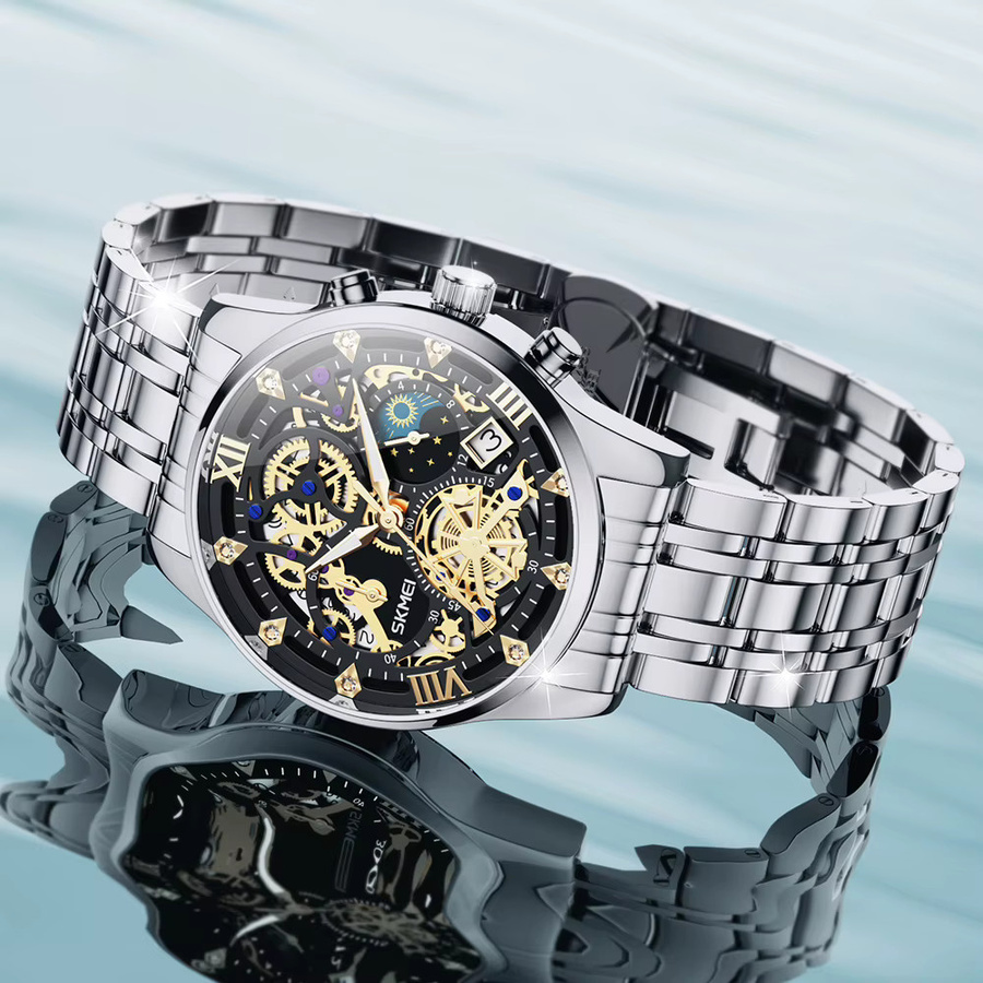 SKMEI Armbanduhr Edelstahl, Quarz, Schwarz, Herren - Bild 2