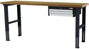 STIER Höhenverstellbare Werkbank mit 2 Schubladen in RAL 7016 und RAL 7035, B/T/H: 200 x 60 x 76-106 cm - Bild 1