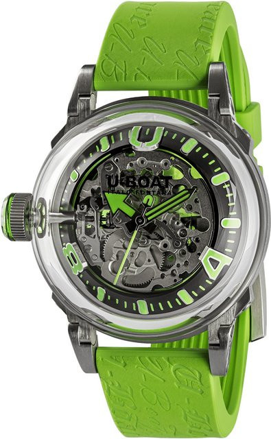 U-Boat Herrenuhr U-65, Automatik, Edelstahl, 44 mm, Silikon, Grün, 5 ATM - Bild 1