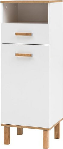 Schildmeyer Highboard Padua Midischrank in Weiß Glanz Eiche Landhaus Nachbildung, Breite: 40,4 cm, Höhe: 114,5 cm, Tiefe: 35 cm - Bild 1