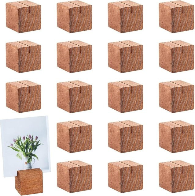 20 Stück Holz-Tischkartenhalter aus Kiefernholz in Braun für Hochzeit und Party - Bild 1